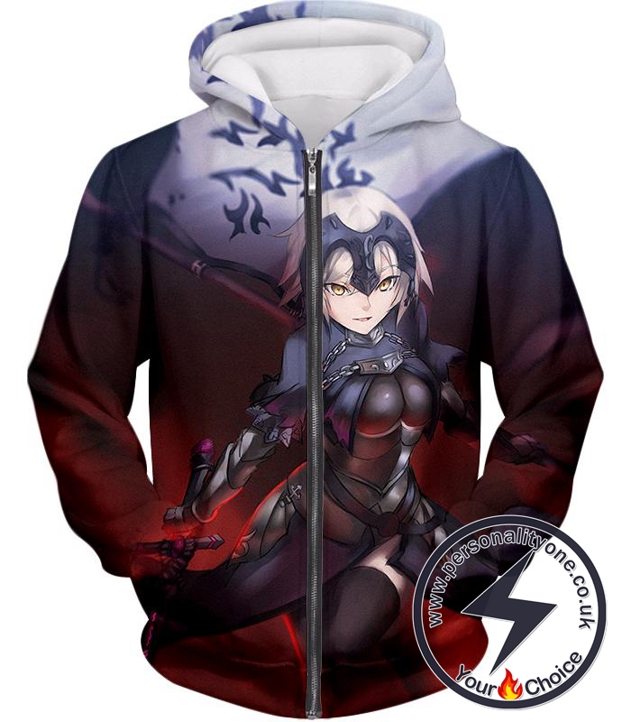 Fate Stay Night Dark Joan of Arc Grand Order Avenger Cool Action Zip Up Hoodie